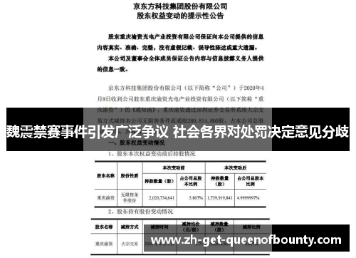 魏震禁赛事件引发广泛争议 社会各界对处罚决定意见分歧